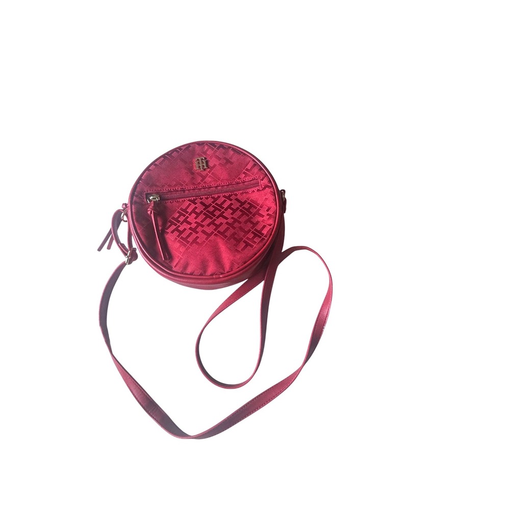 Tommy Hilfiger Red Round Crossbody Bag‎ Purse Monogram Logo Zip